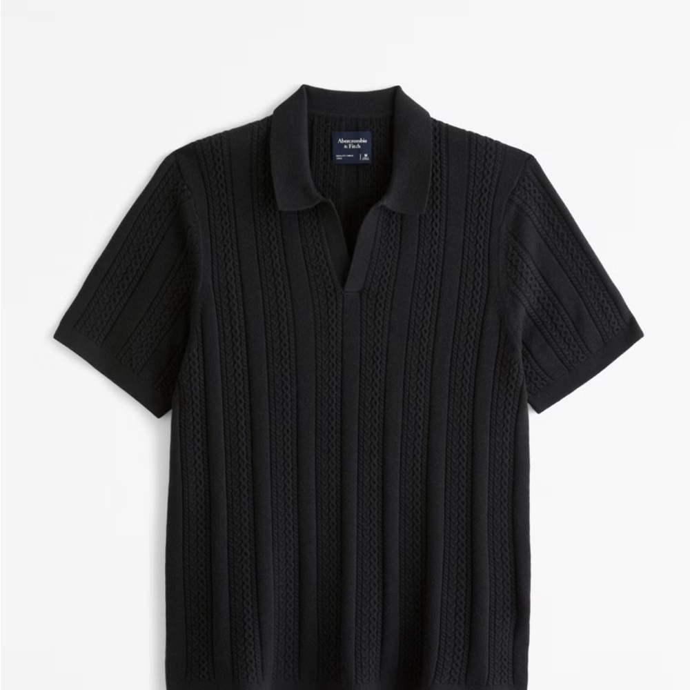Abercrombie & Fitch Textured Black Polo Shirt